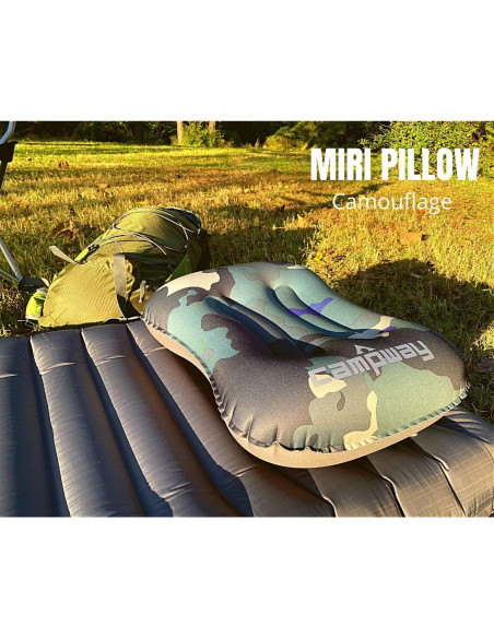 Cojín Inflable CAMPWAY MIRI para Camping y Viajes - Camuflaje Cojín Inflable CAMPWAY MIRI para Camping y Viajes - Camuflaje
