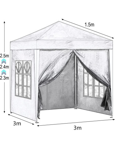 Carpa Canopy 3x3m OFCASA Azul con Paneles Laterales y Bolsa