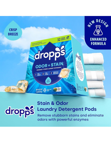 Pods de Detergente para Lavandería Dropps Brisa Fresca 32 Unidades