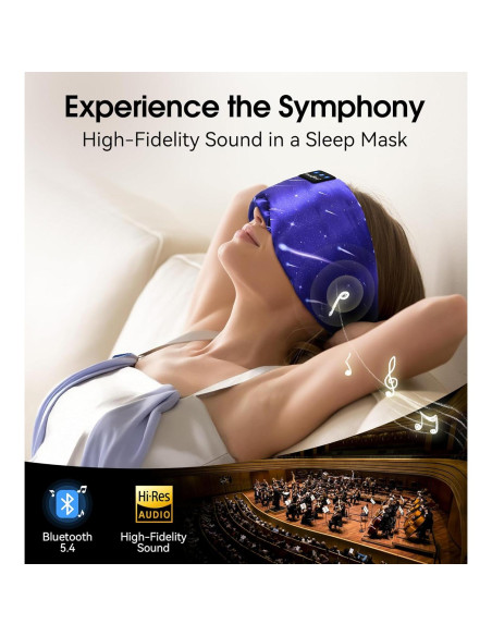 MUSICOZY Máscara de Sueño Bluetooth de Seda Morera Ajustable MUSICOZY Máscara de Sueño Bluetooth de Seda Morera Ajustable