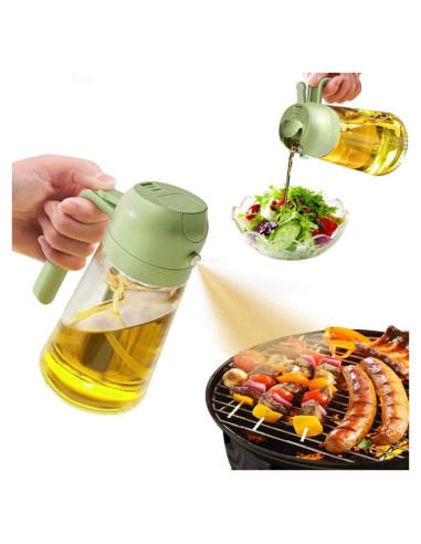 Botella Dispensadora de Aceite Atoxionull 470ml Verde 2 en 1
