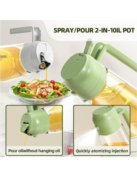 Botella Dispensadora de Aceite Atoxionull 470ml Verde 2 en 1 Botella Dispensadora de Aceite Atoxionull 470ml Verde 2 en 1