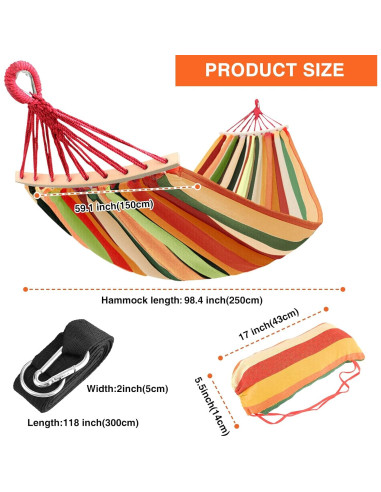 Hamaca Portátil Bestrip Doble 250x150cm 300kg con Bolsa