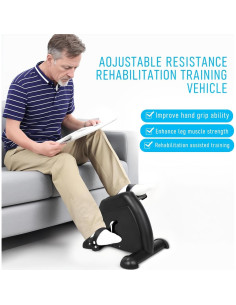 Bicicleta de Ejercicio de Pedal Gihusrzx Negra, Resistencia Ajustable, 100kg 2