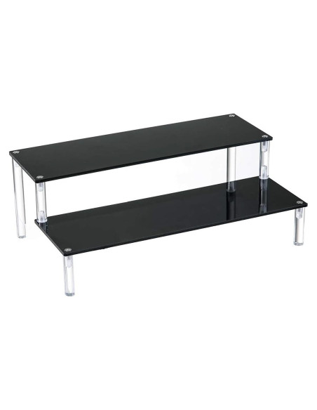 Estante de exhibición acrílico negro BYCY 2 niveles 30.5x16x25.9 cm Estante de exhibición acrílico negro BYCY 2 niveles 30.5x16x25.9 cm