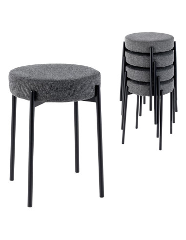 Conjunto de 4 Taburetes Apilables Giantex Gris Oscuro 50.8 cm