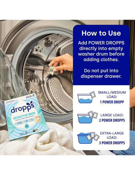 Dropps Detergente para Ropa Piel Sensible 64 Cápsulas Brisa Fresca Dropps Detergente para Ropa Piel Sensible 64 Cápsulas Brisa Fresca