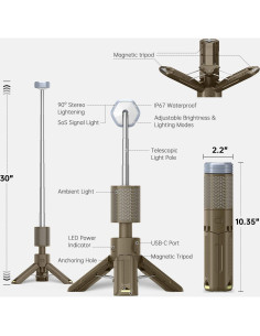 Lámpara de Camping MORIKO Telescópica 10,500mAh IP67 Amarillo 2