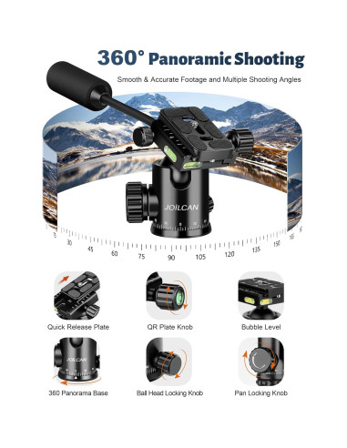 Trípode JOILCAN de Aluminio 83" para Cámara DSLR y Monopod
