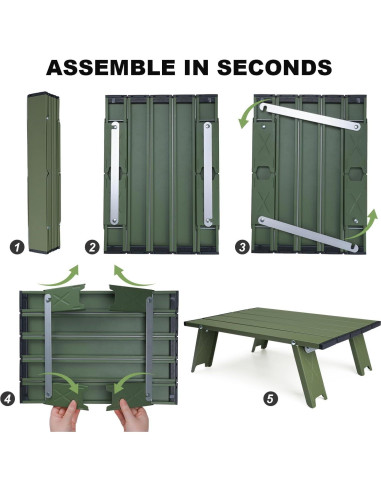 Mesa Plegable de Aluminio Outplea 40x28.5 cm Verde Ultraligera
