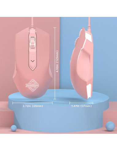 Ratón Gaming FELICON RGB Ligero 7 Botones 200-4800 DPI Rosa