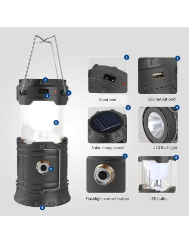 Linterna de Camping LED Censinda 5800 Solar y Recargable