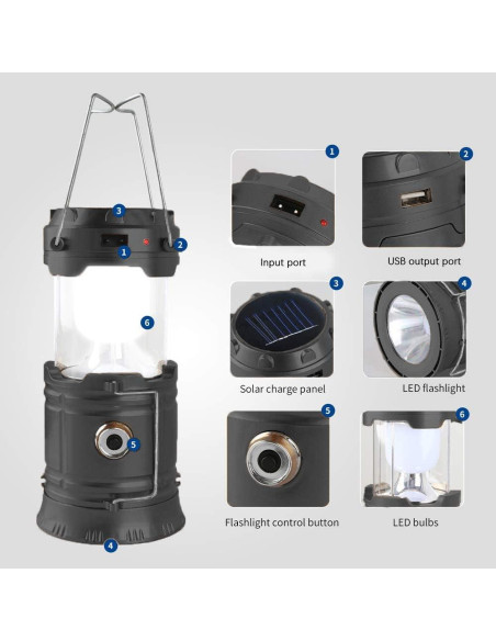 Linterna de Camping LED Censinda 5800 Solar y Recargable Linterna de Camping LED Censinda 5800 Solar y Recargable