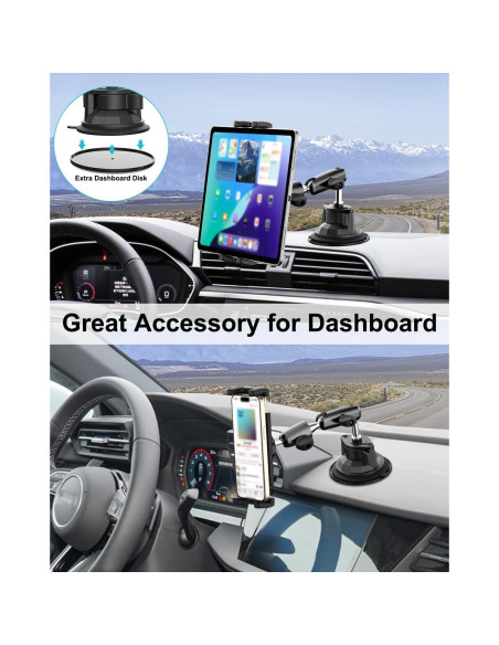 Soporte para Tableta de Coche Dosvsi con Ventosa Fuerte 4-13" Soporte para Tableta de Coche Dosvsi con Ventosa Fuerte 4-13"