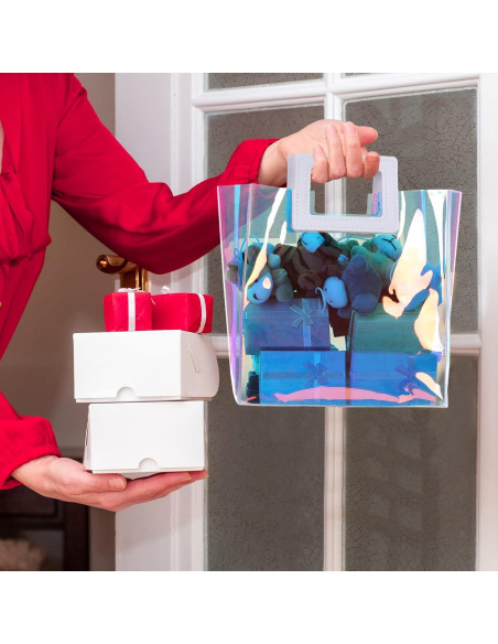 18 Bolsas de Regalo Holográficas Newwiee con Asas PVC 20x20cm 18 Bolsas de Regalo Holográficas Newwiee con Asas PVC 20x20cm