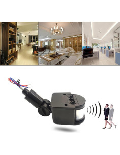 Detector de Movimiento PIR HANNAHONG 12m Impermeable Negro 2