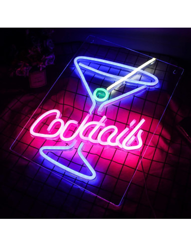 Cartel de Neón LED LUCUNSTAR Vaso de Cóctel 42x30 cm
