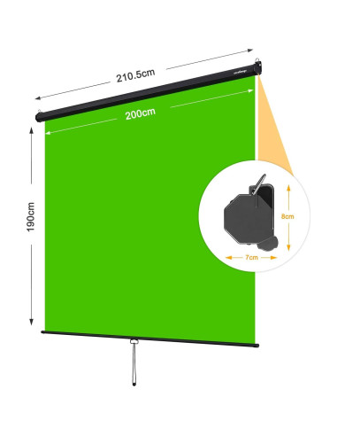 Pantalla Verde Retráctil 200x190 cm excelimage con Carcasa Negra