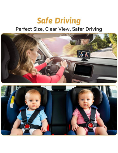Cámara para Bebé en el Auto 2-Pack - HD 1080P, 150 Ángulo, Visión Nocturna