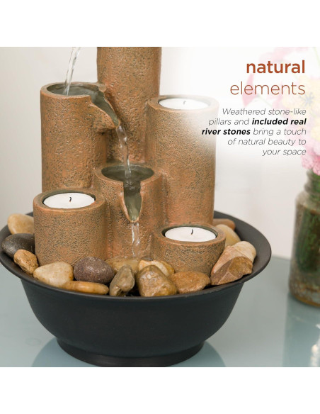 Fuente de Agua de Mesa Alpine WCT202 con 3 Velas 28 cm Marrón Fuente de Agua de Mesa Alpine WCT202 con 3 Velas 28 cm Marrón