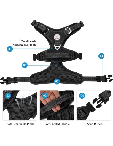 Arnés para Perro Hipubby XS Negro Sin Tirones Ajustable