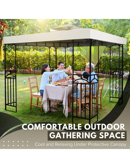 Cubierta de Reemplazo para Gazebo Flexzion 8x8 Marfil UV30+ Cubierta de Reemplazo para Gazebo Flexzion 8x8 Marfil UV30+