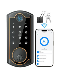 Cerradura Inteligente SohoTeco ST380 WiFi, Huella Dactilar, Negro Mate