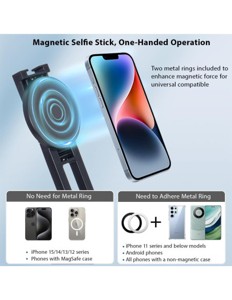 Bastón de Selfie Magnético Koolehaoda 64" con Trípode Bastón de Selfie Magnético Koolehaoda 64" con Trípode