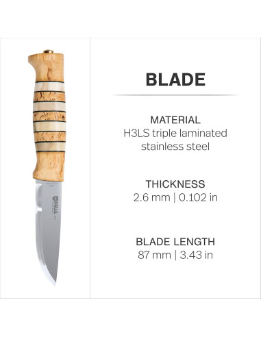 Cuchillo de Aventura HELLE Arv de Acero Inoxidable 19.05 cm