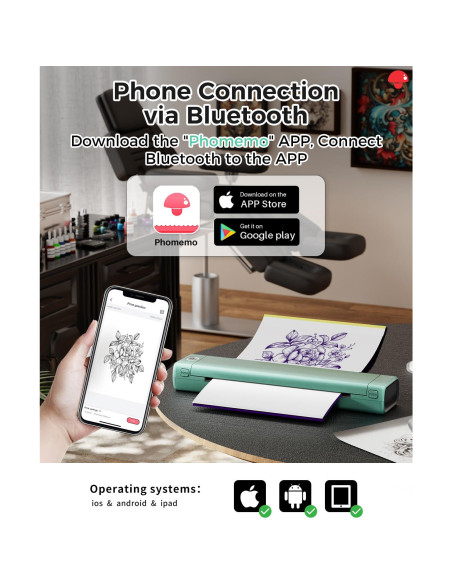 Impresora de Plantillas de Tatuajes Phomemo M08F Bluetooth Impresora de Plantillas de Tatuajes Phomemo M08F Bluetooth