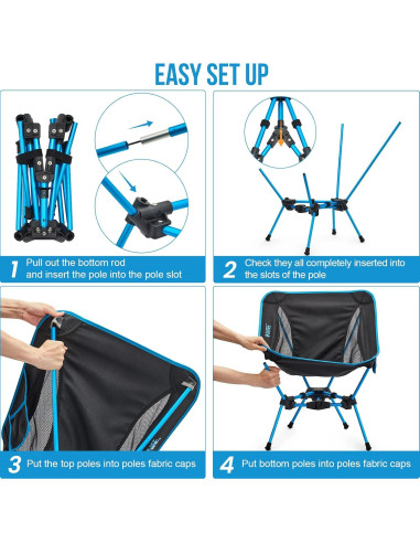 Silla de Camping Plegable G4Free Azul 150Kg Ultraligera