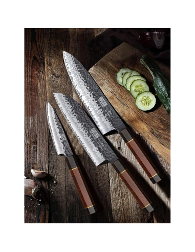 Juego de cuchillos de cocina HOSHANHO 3 piezas acero al carbono