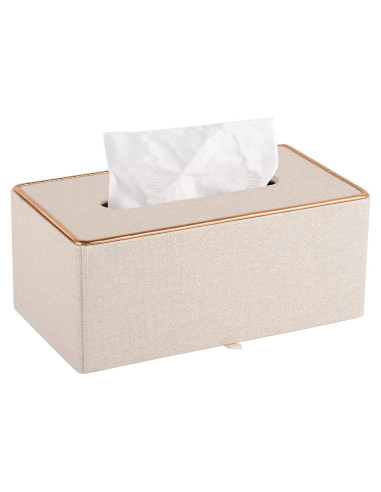 Porta Pañuelos de Cuero Beige RHCSZ Rectangular Magnético