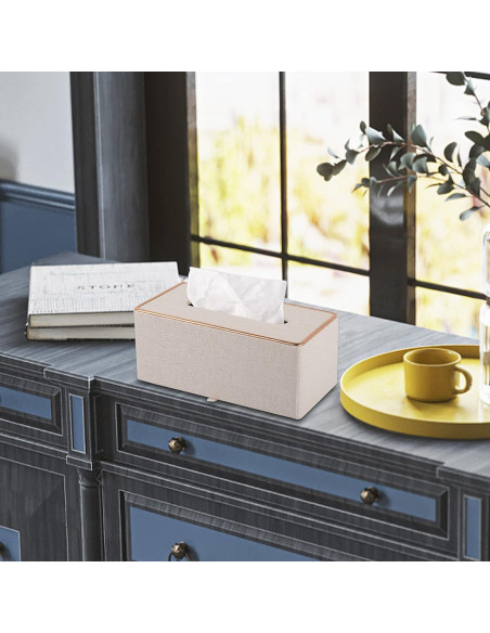 Porta Pañuelos de Cuero Beige RHCSZ Rectangular Magnético Porta Pañuelos de Cuero Beige RHCSZ Rectangular Magnético