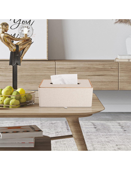 Porta Pañuelos de Cuero Beige RHCSZ Rectangular Magnético Porta Pañuelos de Cuero Beige RHCSZ Rectangular Magnético
