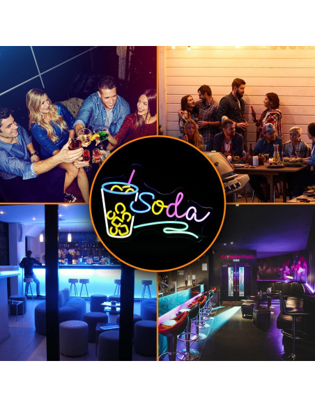 Letrero de Neón de Soda LED Multicolor LISIGNVE 42.4x30cm Letrero de Neón de Soda LED Multicolor LISIGNVE 42.4x30cm