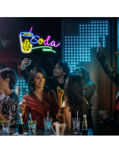 Letrero de Neón de Soda LED Multicolor LISIGNVE 42.4x30cm