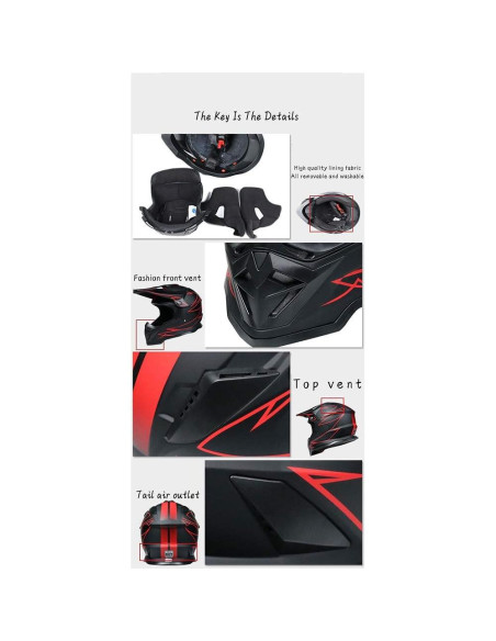 Casco de Motocross TRIPERSON Dirt Bike Negro Pequeño DOT Casco de Motocross TRIPERSON Dirt Bike Negro Pequeño DOT