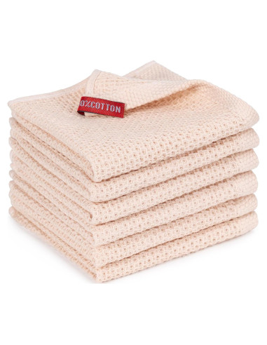 Paquete de 6 Paños de Cocina BOOMIBOO 100% Algodón Beige 30x30 cm