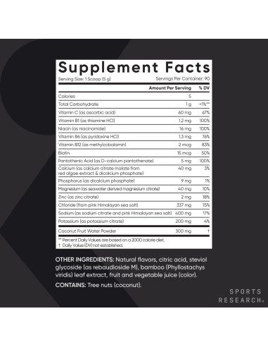 Polvo de Electrolitos Hydrate Sports Research - Cereza Granada - 90 Porciones