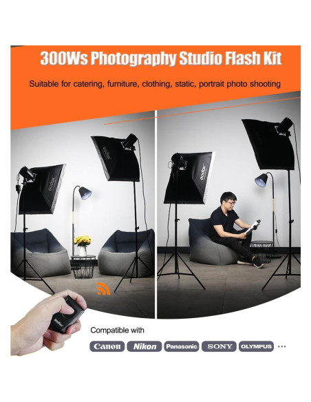 Kit de Luz de Flash Estroboscópica Godox MS300V 600W con Accesorios Kit de Luz de Flash Estroboscópica Godox MS300V 600W con Accesorios