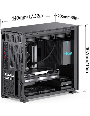 Caja de Computadora Jonsbo D41 Malla Negra ATX 43.94x20.51x39.19cm