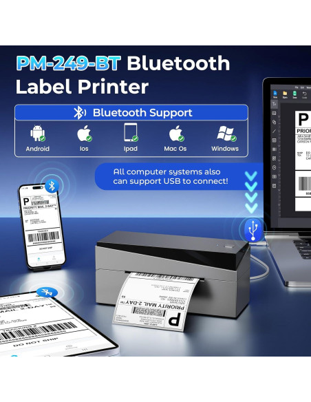 Impresora de Etiquetas Térmicas Bluetooth Omezizy 249BT 4x6 Impresora de Etiquetas Térmicas Bluetooth Omezizy 249BT 4x6