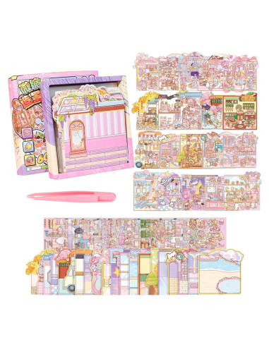 Libro de Pegatinas 3D DIY Genérico - Escenas de Caricatura
