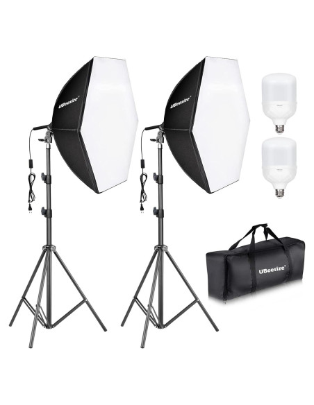 Kit de Iluminación Softbox UBeesize 30x30 cm con 2 Bombillas 40W Kit de Iluminación Softbox UBeesize 30x30 cm con 2 Bombillas 40W