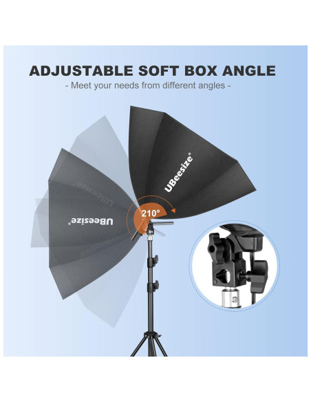 Kit de Iluminación Softbox UBeesize 30x30 cm con 2 Bombillas 40W Kit de Iluminación Softbox UBeesize 30x30 cm con 2 Bombillas 40W