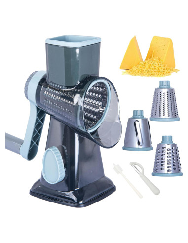 Rallador de Queso Rotatorio Mannilayco con 3 Cuchillas Inoxidable