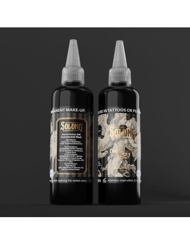 Tinta para Tatuajes Solong 200ml Negra Profesional Concentrada
