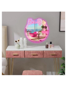 Espejo de Neón LED Rosa 16" Neonawall para Decoración