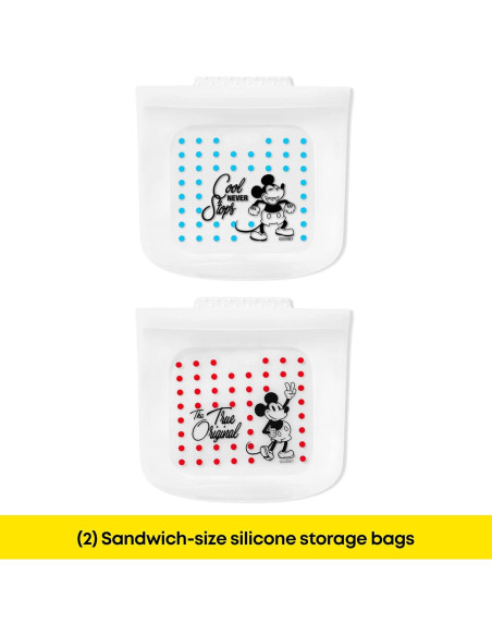 Bolsas de Almacenamiento Reutilizables Pyrex Mickey Mouse 4 Pzas Bolsas de Almacenamiento Reutilizables Pyrex Mickey Mouse 4 Pzas